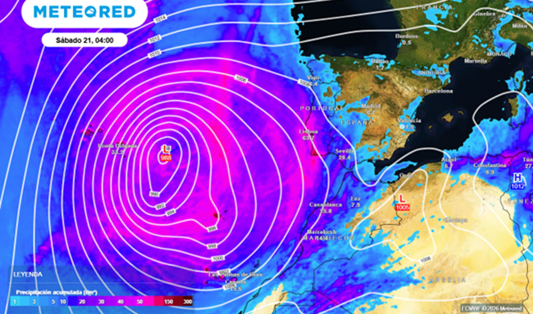 Meteored advierte de la llegada de una borrasca con lluvias fuertes, tormentas y nevadas en varias comunidades