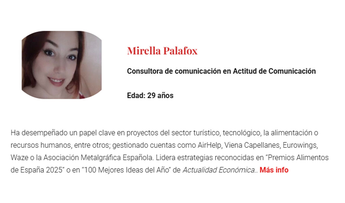 Mirella Palafox, consultora de Actitud de Comunicación, incluida en el especial “Jóvenes talentos en el sector de la comunicación” de Top Comunicación